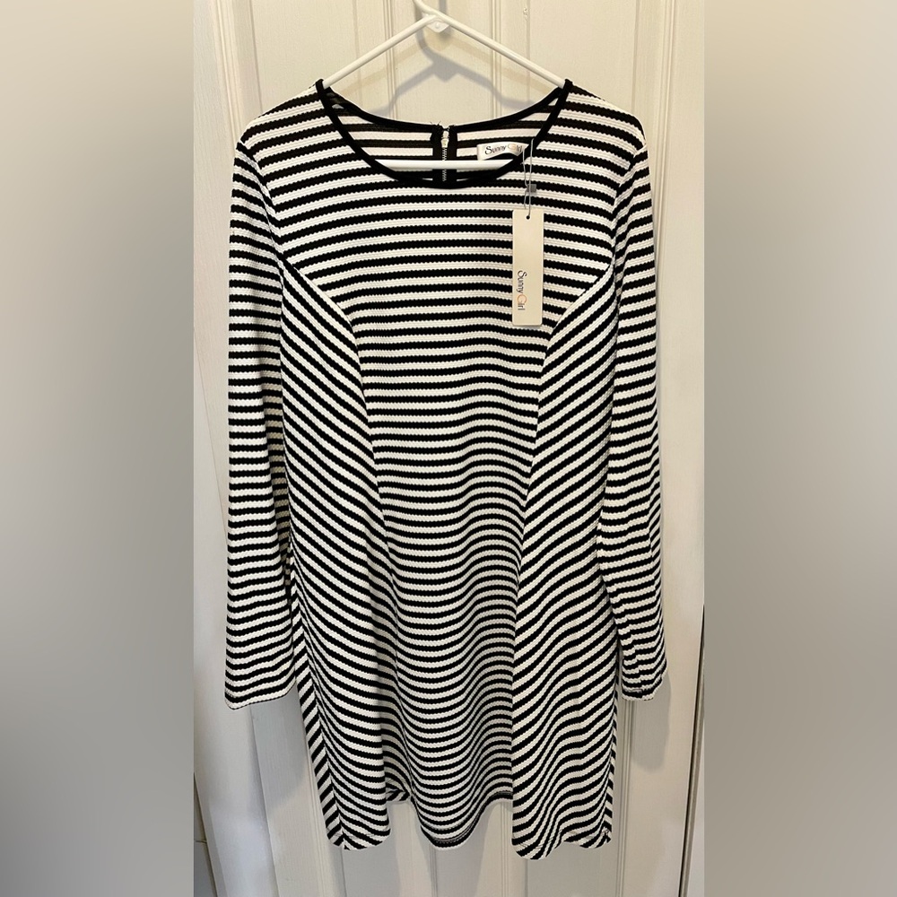Sunny Girl Striped Black and White Dress NWT